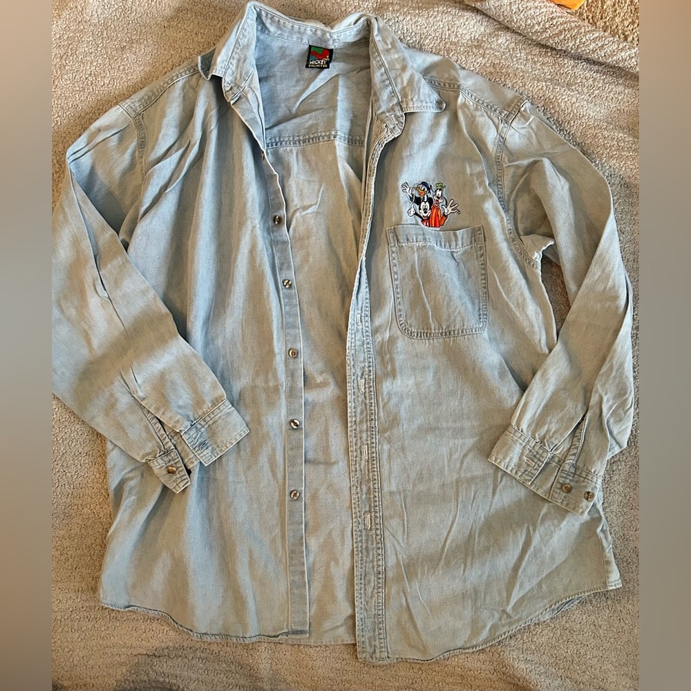 90s vintage Mickey Mouse jean top embroidered